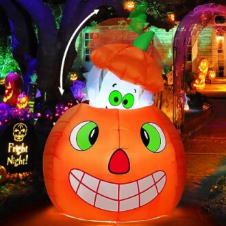 COMIN 5 FT Halloween Inflatables Animated Pumpkin Ghost