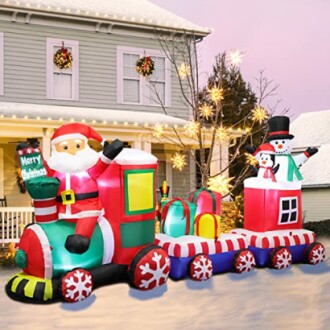 FunFanso 8 FT Christmas Inflatable Train