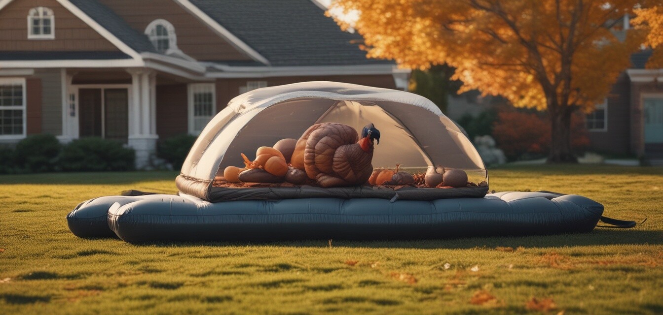Setting up a Thanksgiving inflatable